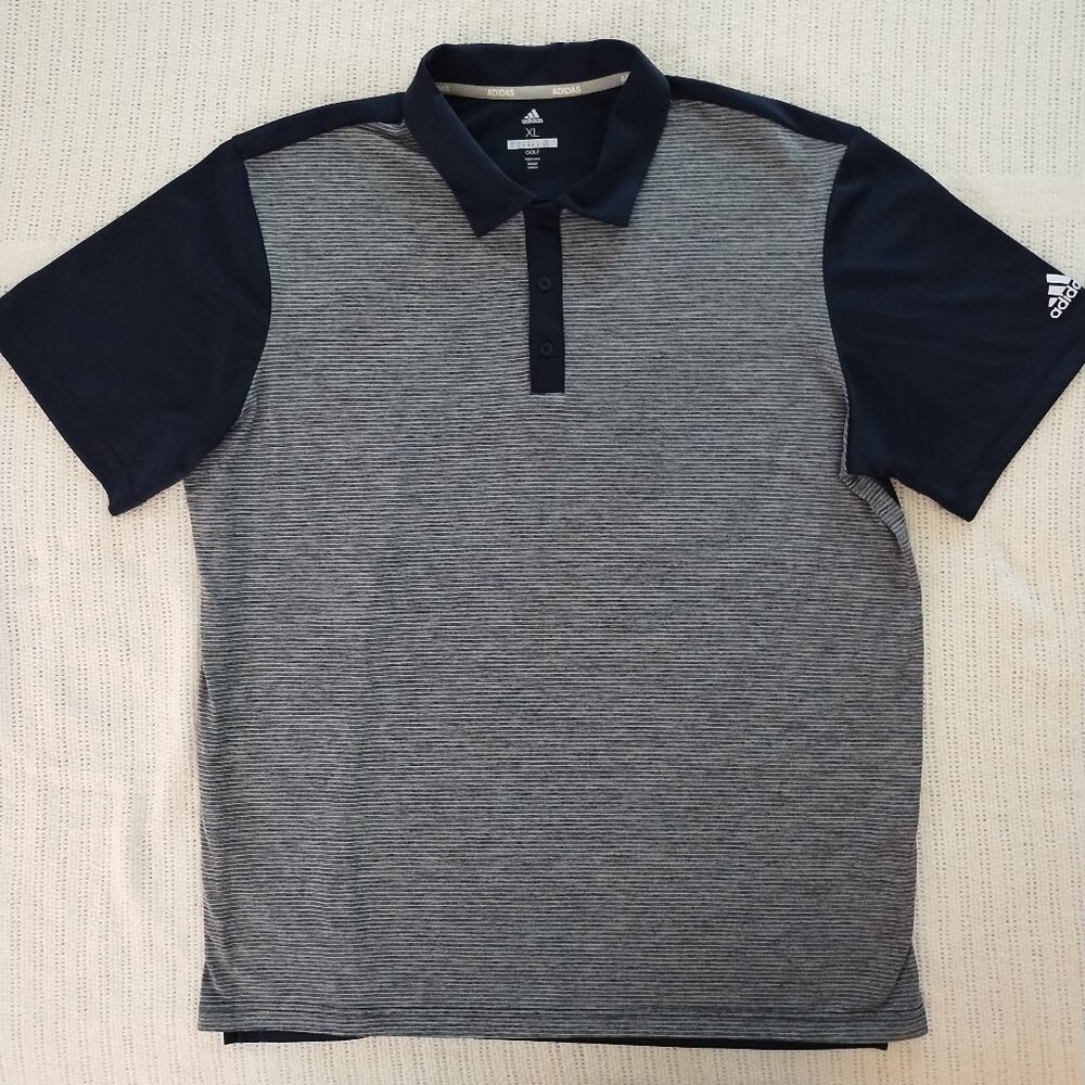 Adidas Ultimate 365 Striped Golf Polo Men's Shirt (2021) - NAVY/GRAY - XL (VGC)